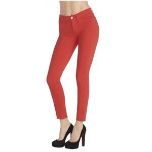J BRAND ANTHROPOLOGIE Bat Cherry Red Leg/811k120 Skinny Ankle Crop Jeans 27
